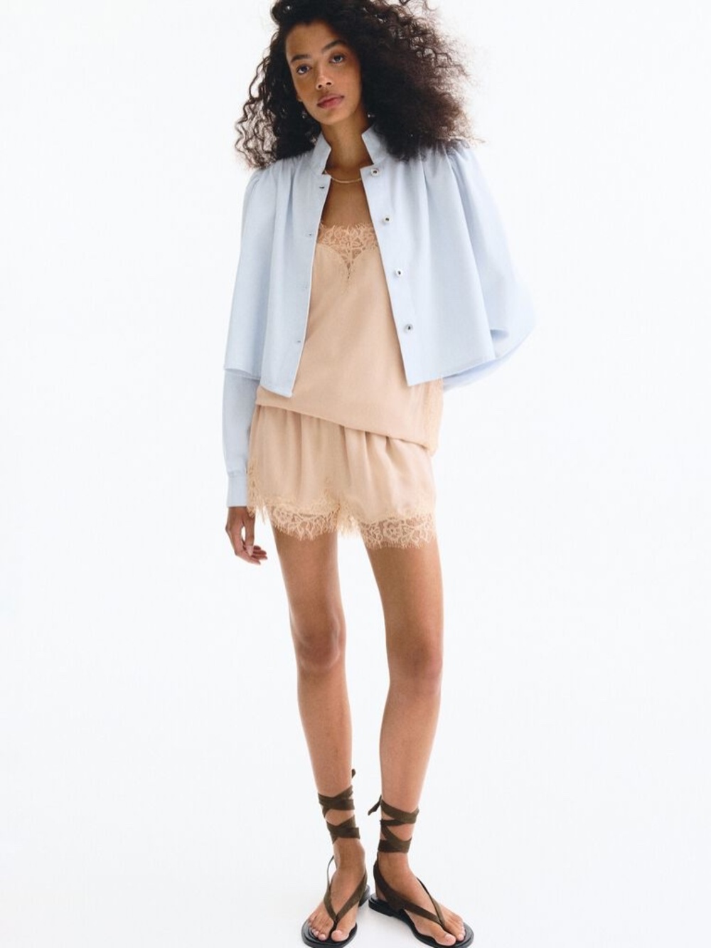 H&M lace trimmed viscose set